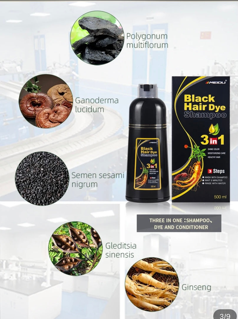 Black hair dye shampoo