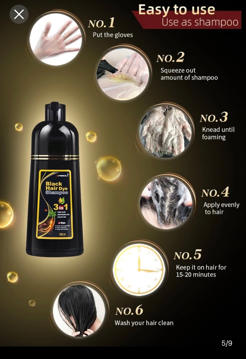 Black hair dye shampoo